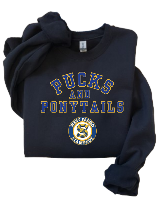 Pucks and Ponytails Tee, Crew, or Hoodie