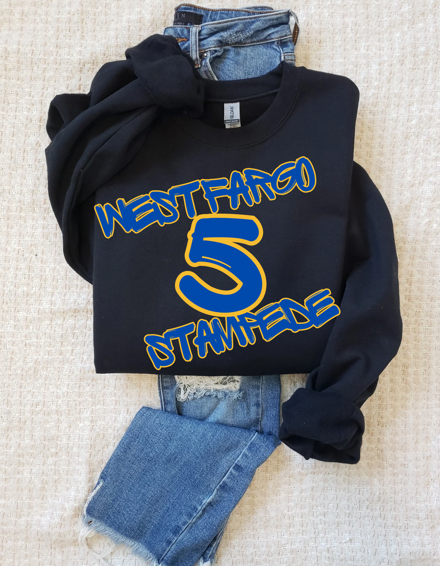 Peewee Diagonal Team Number Crew Sweatshirt