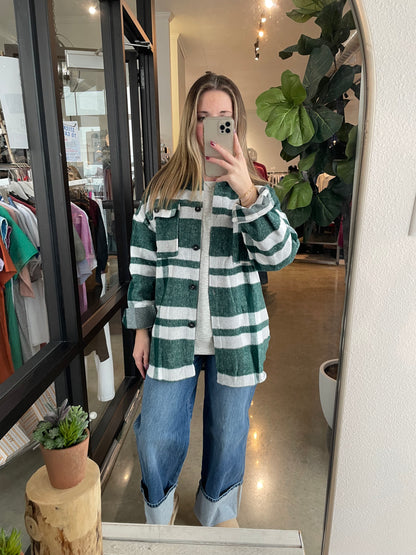 Plaid Shacket - Green
