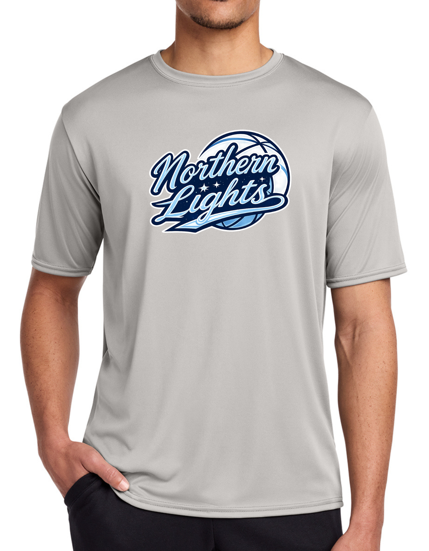 Northern Lights Basketball Dry Fit Tee, Long Sleeve or Hoodie
