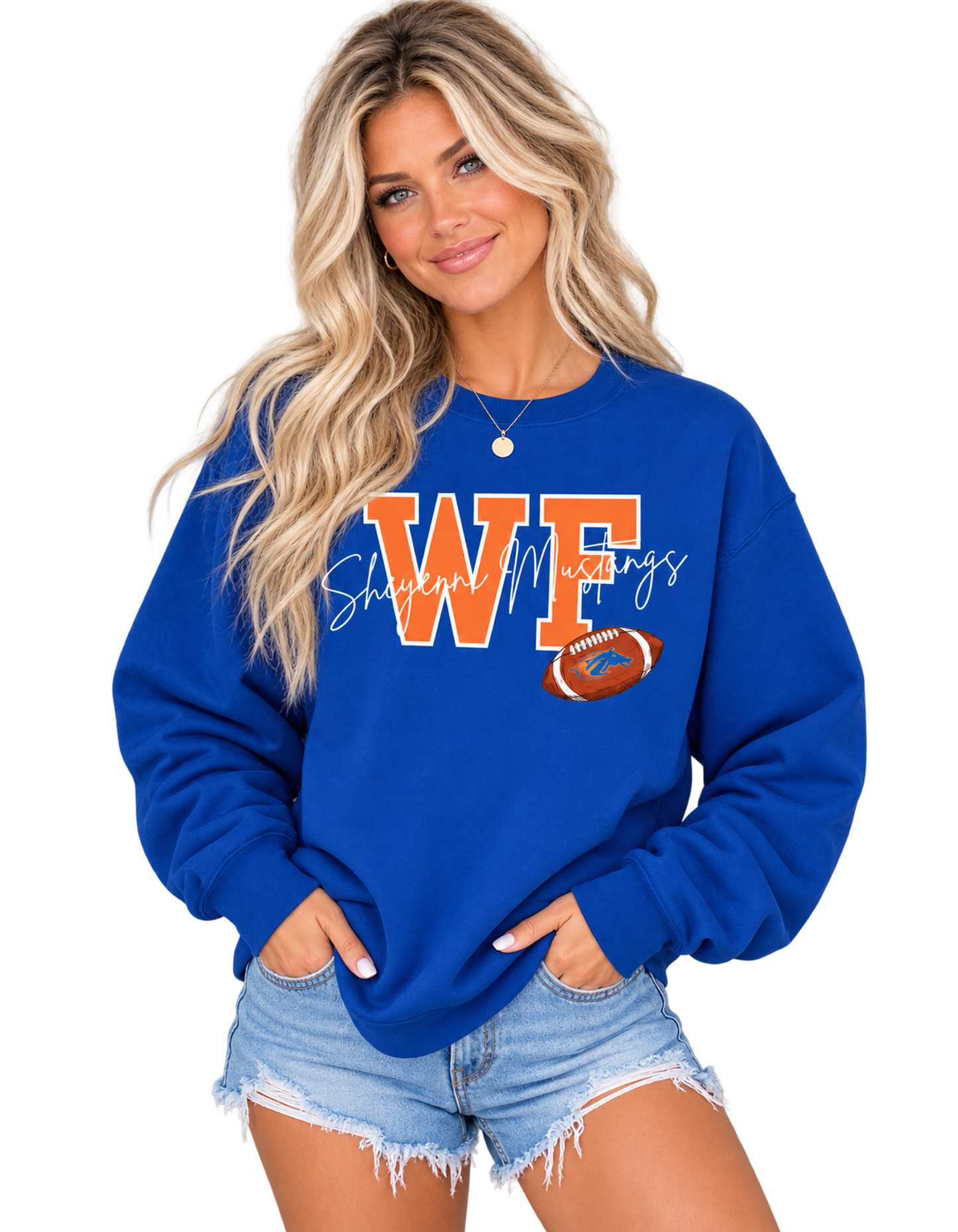 Mustang Football Tee, Crew or Hoodie