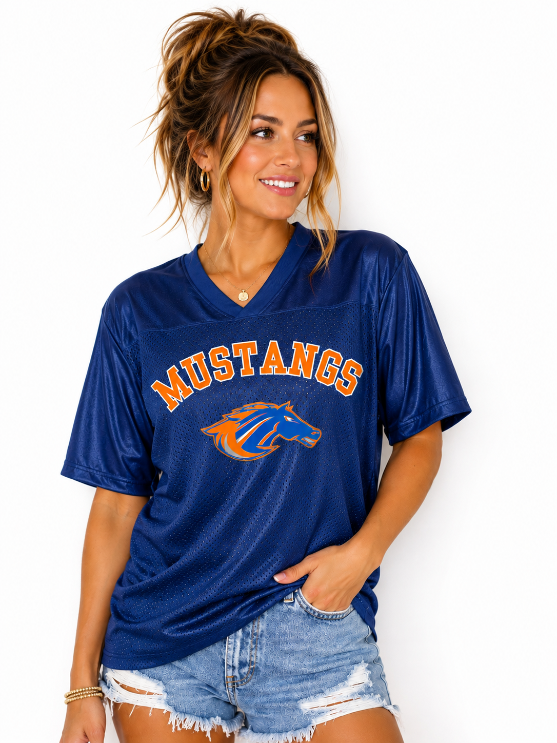 Oversized Jersey Mustang, Blue