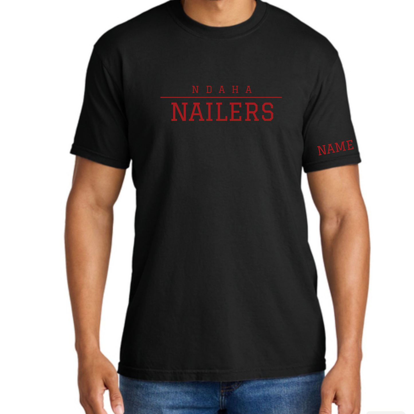 Nailers Hockey Block Letter Adult Dry Fit Tee, Long Sleeve Hoodie