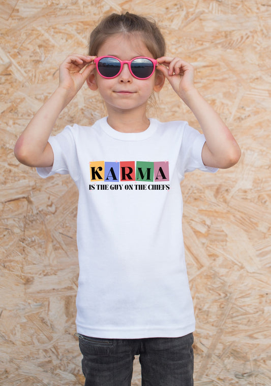 Kids Karma is the guy on the Chiefs Tee