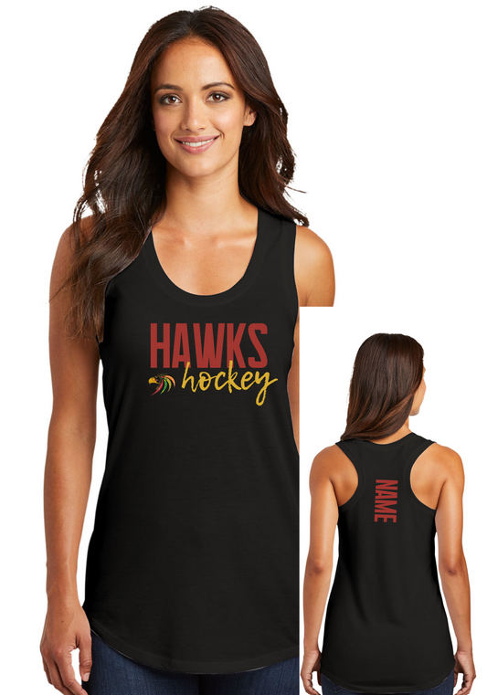 Hawks Hockey Cursive Tank, Tee, Crew