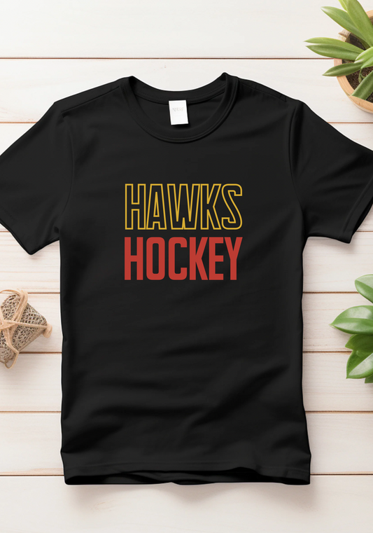Hawks Hockey Block Letter Tank, Tee, Crew