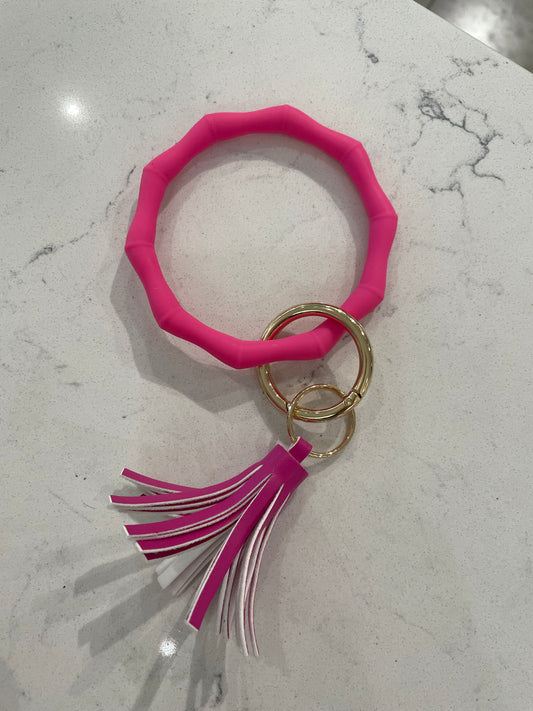 Pink Silicone Keychain Bracelet