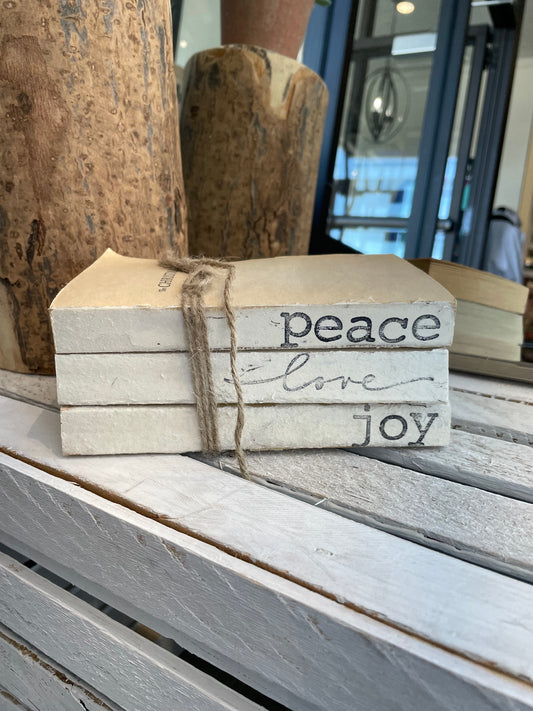 "Peace, Love, Joy" Book Decor