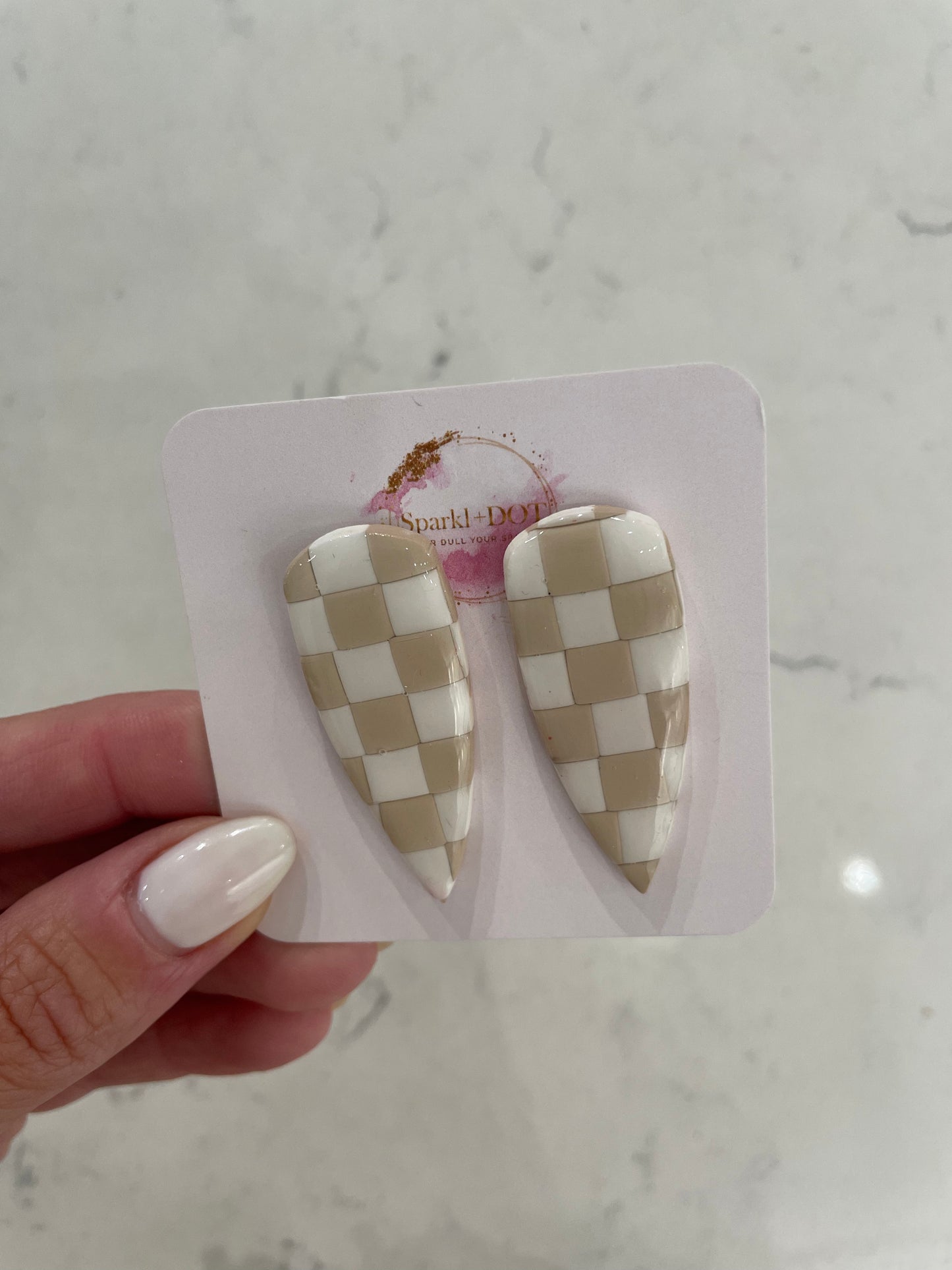 Sparkl+Dot Clay Checkered Earrings