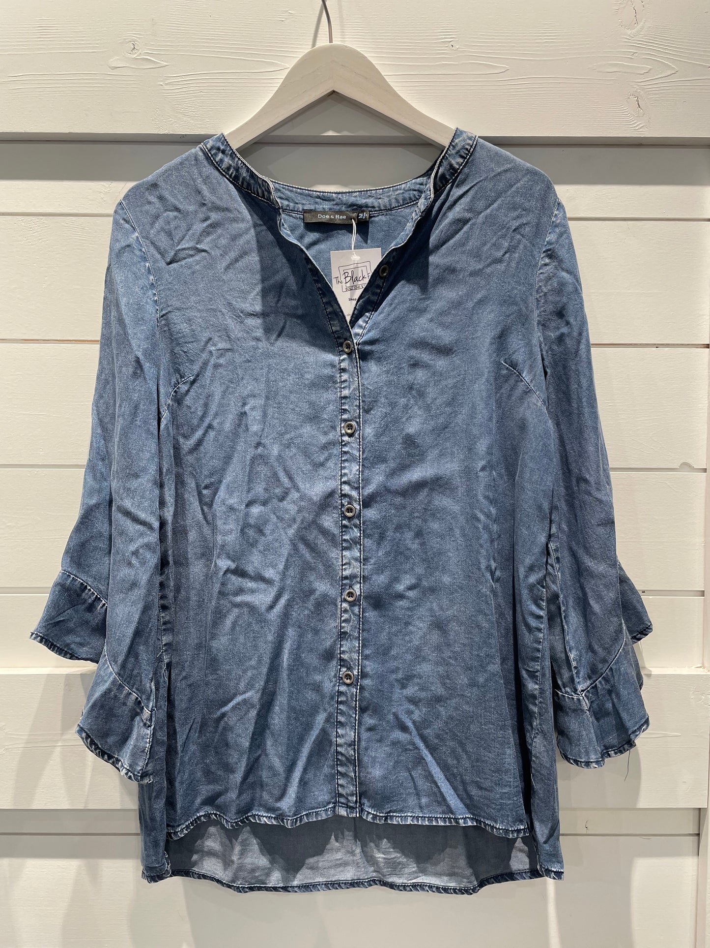 Denim Flutter Sleeve Top