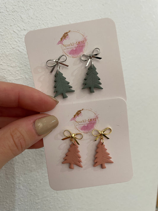 Sparkl + Dot Bow Christmas Tree Earrings