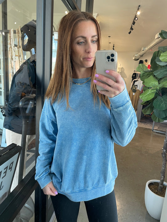 French Terry Long Sleeve in Blue