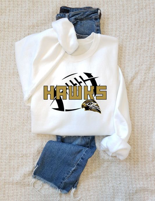 Gold Hawks Football Crew or Hoodie