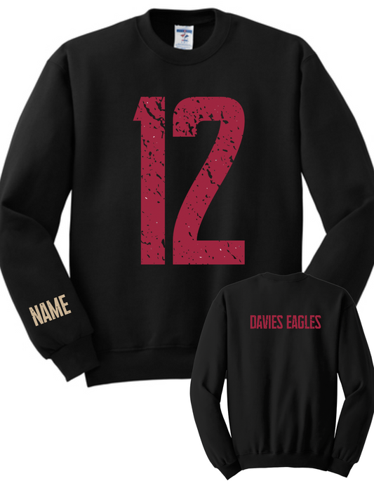 Davies Eagles Oversized Number Custom Crew