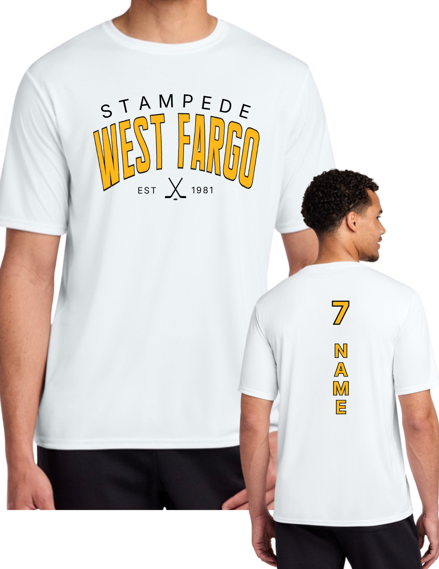 Stampede Hockey Curve Dry Fit Tee, Crew, or Hoodie
