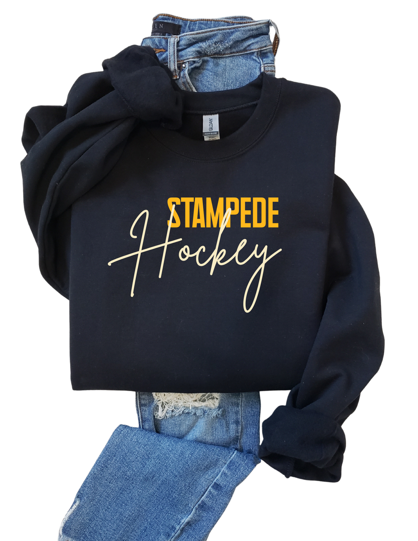 Stampede Hockey Cursive Tee, Crew, or Hoodie