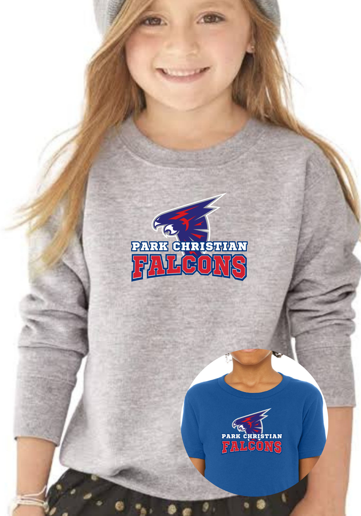 Youth Curved Falcons Tee, Crew, or Hoodie PCS13
