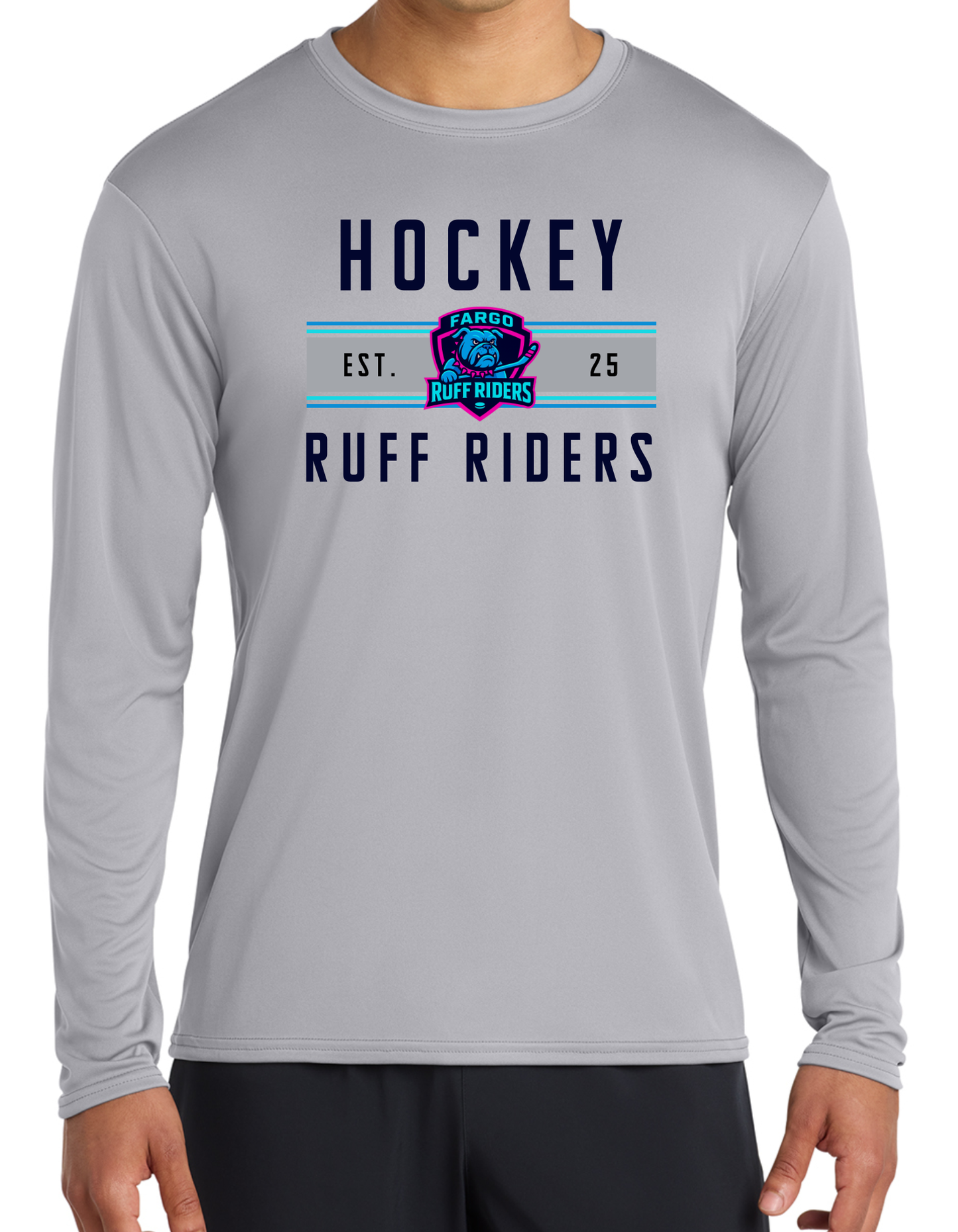 Ruff Riders Hockey Dry Fit Logo Tee, Long Sleeve or Hoodie - Youth and Adult