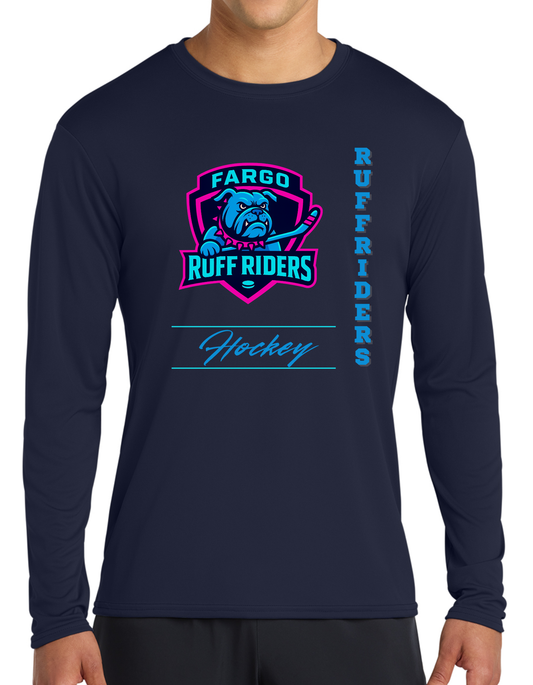 Ruff Riders Vertical Dry Fit Logo Tee, Long Sleeve or Hoodie - Youth and Adult