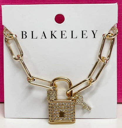 Crystal Lock & Key Necklace