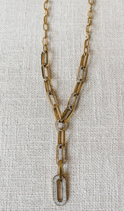 Crystal Chain Lariat Necklace