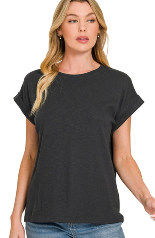 Cuffed Capsule Tee - Black