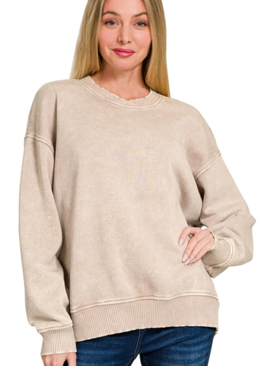 Crossover Neck Pullover - Sand