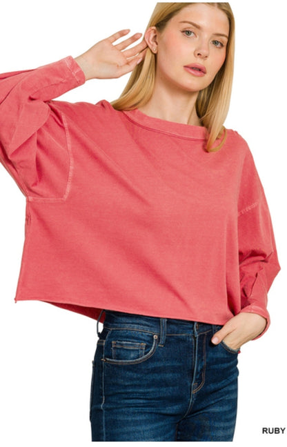 Oversized Cut Tee - Ruby