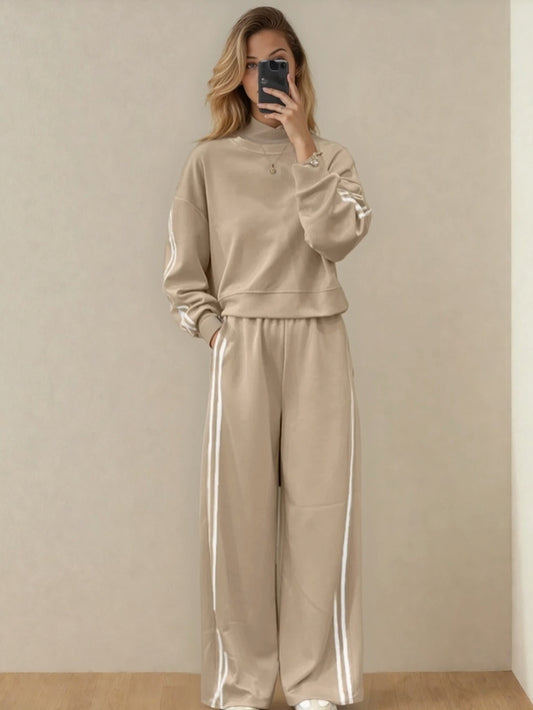 Striped Wide Leg Pant - Sand