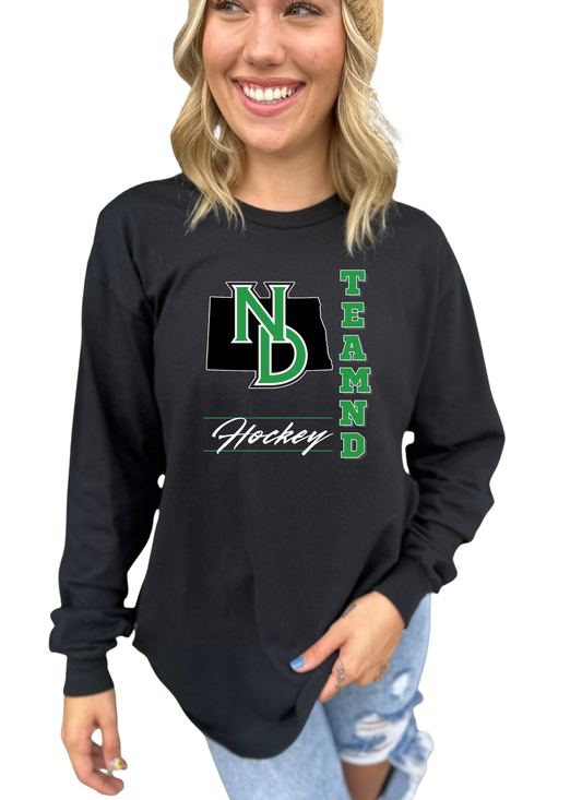 Team ND Hockey Vertical - Tee, Crew, Hoodie