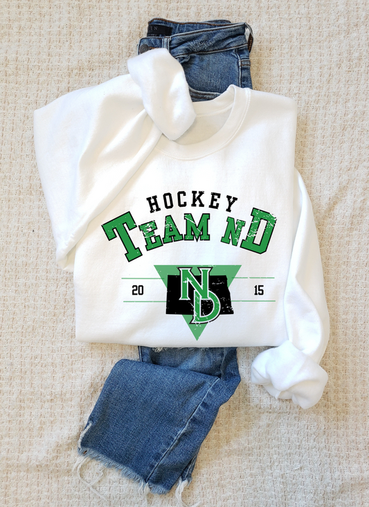 Team ND Hockey Distressed - Tee, Crew, Hoodie