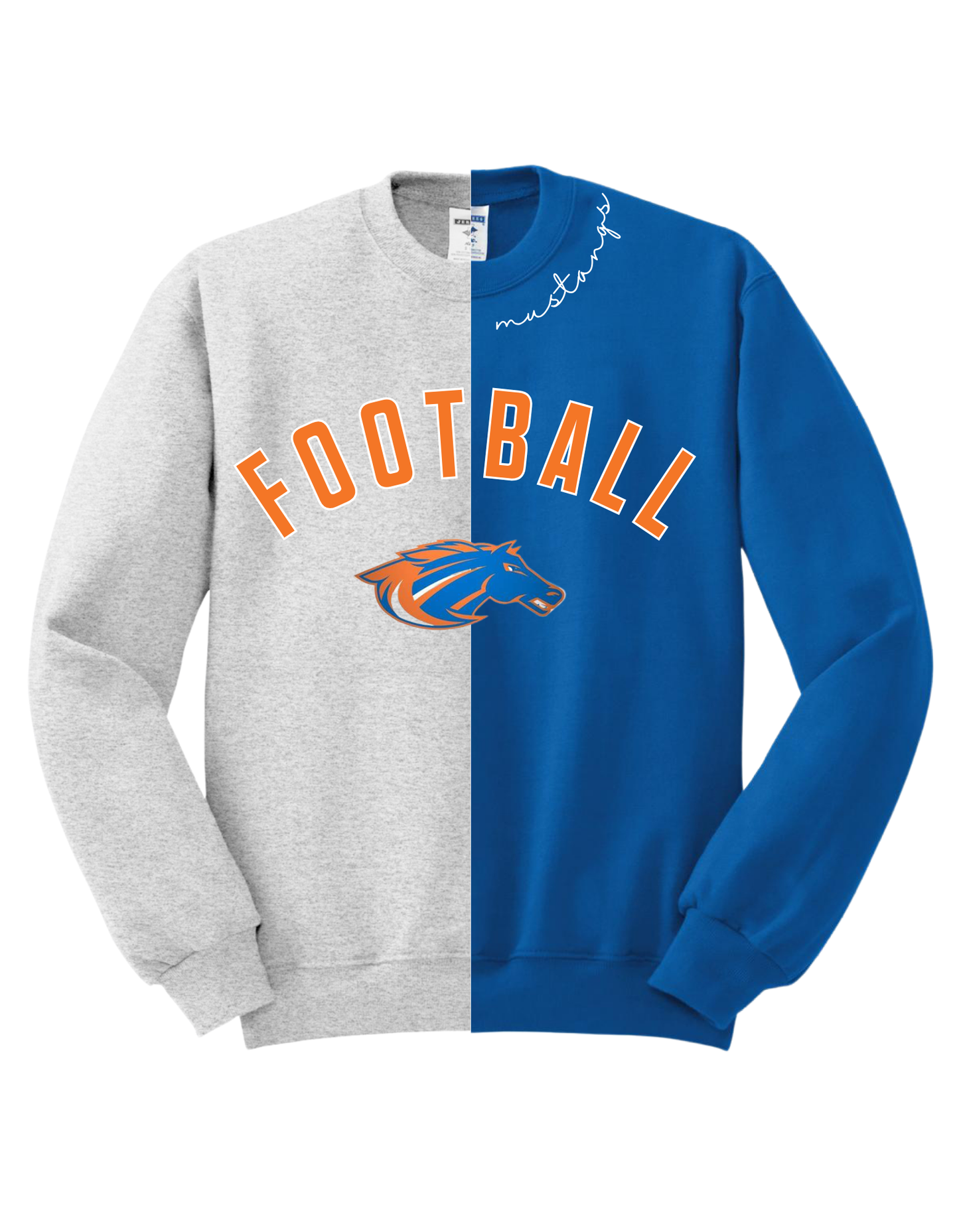 Mustangs Football Color-Block Crew Sweatshirts
