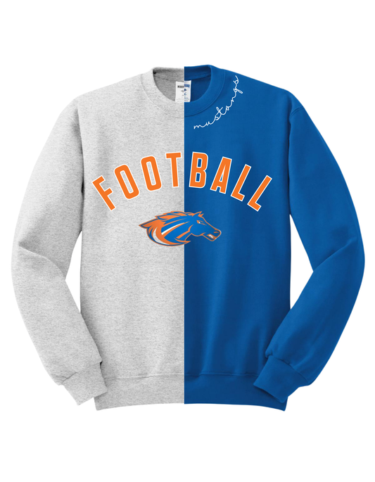 Mustangs Football Color-Block Crew Sweatshirts