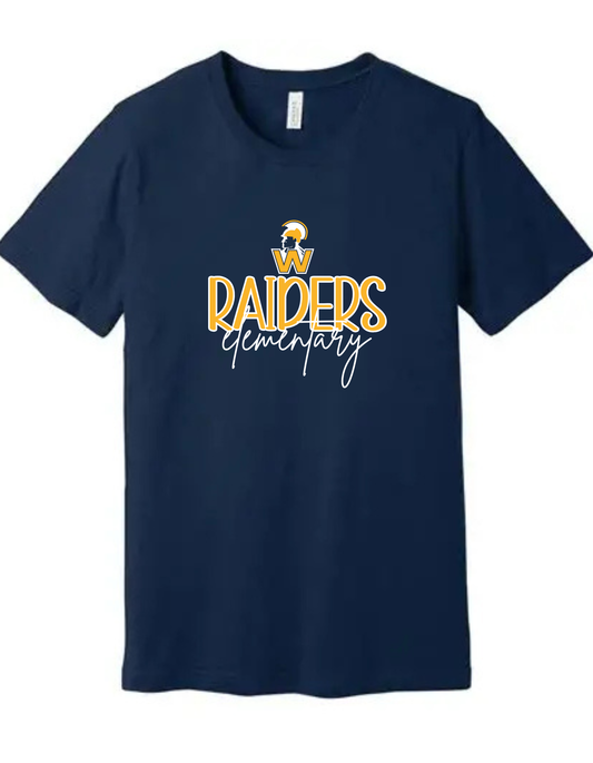 Navy Washington Raiders Elementary Tee, Crew, or Hoodie