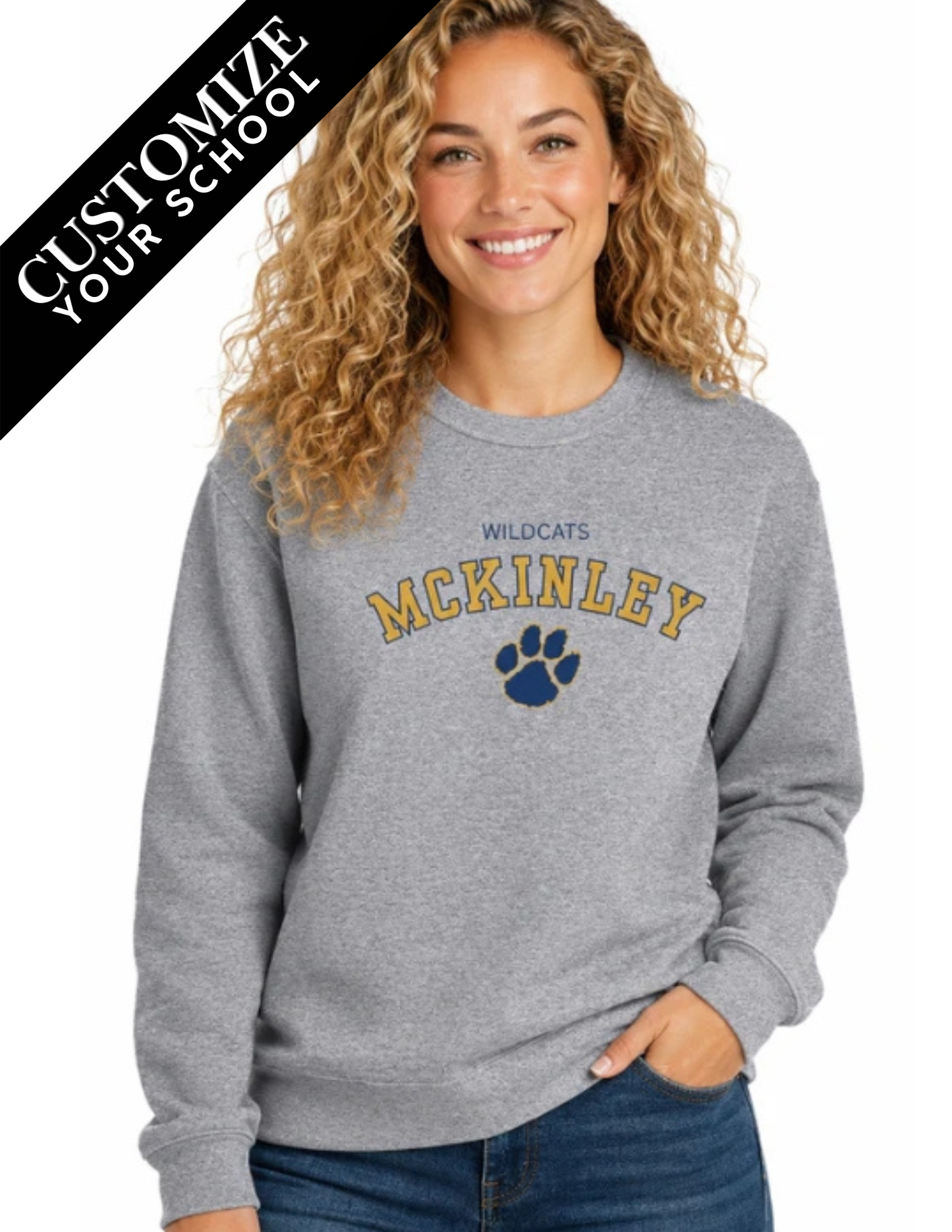 Custom School Cursive Tee or Crew Sweatshirt