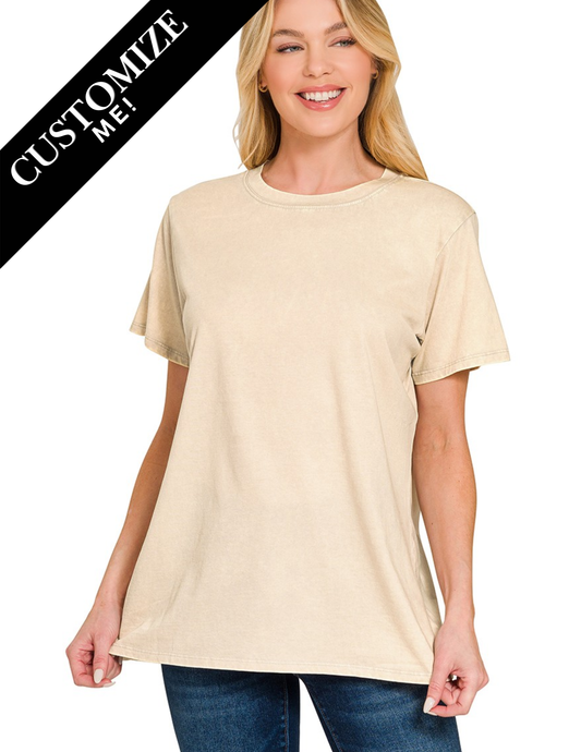 Anything But Basic Acid Wash Tee - Sand