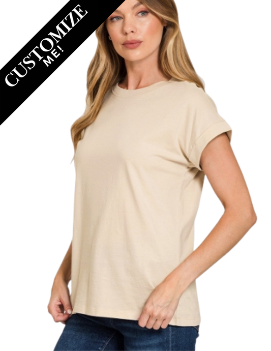 Cuffed Capsule Tee - Sand