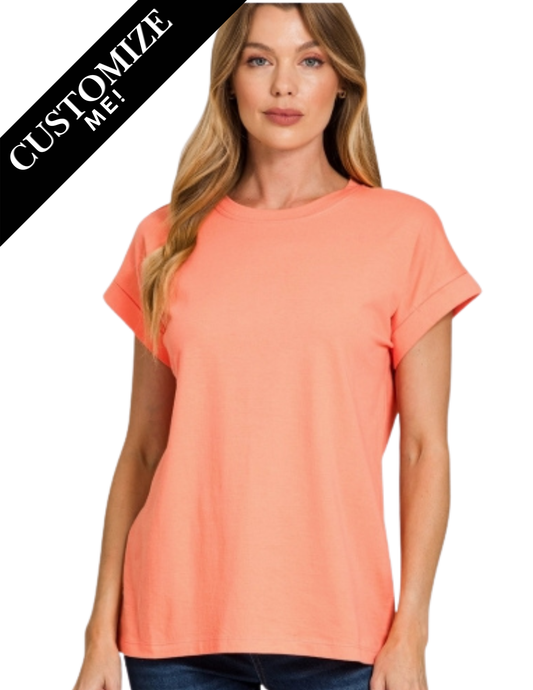Cuffed Capsule Tee - Coral