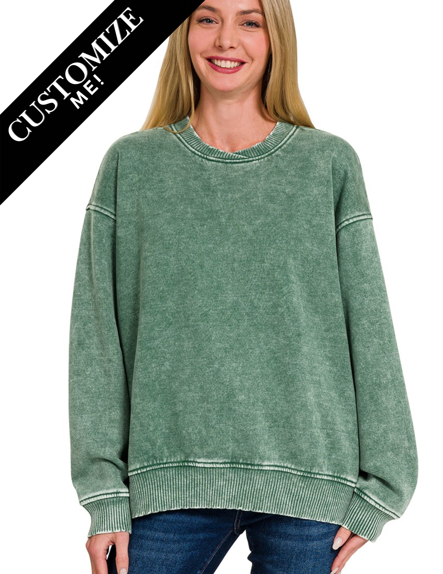 Crossover Neck Pullover - Green
