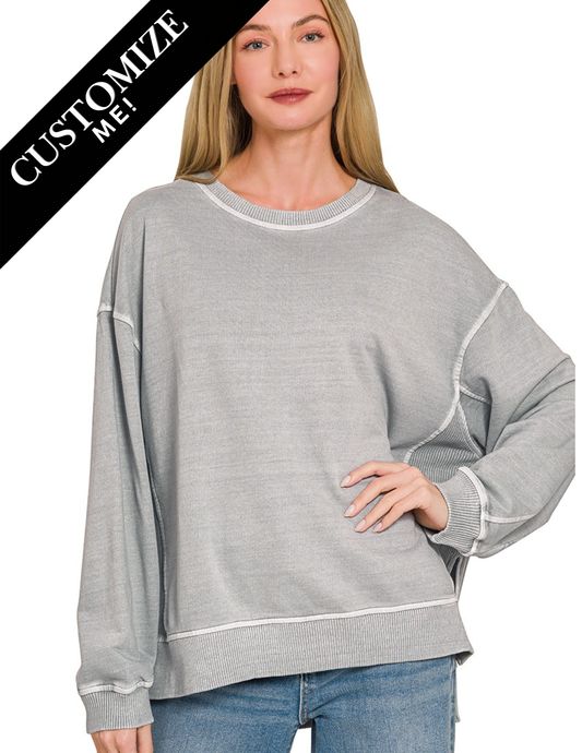 French Terry High Low Pullover - Grey