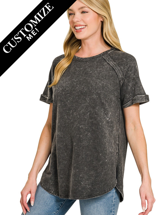 Curved Hem Tee - Black