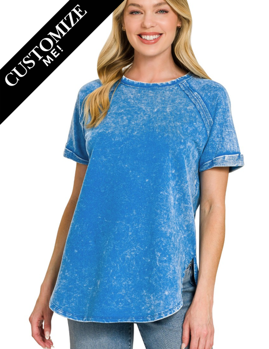 Curved Hem Tee - Blue