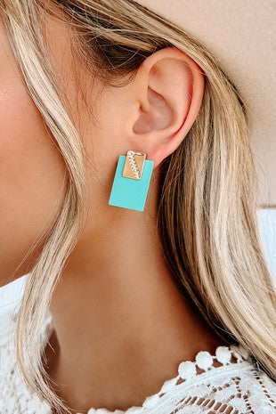 Turquoise Block Earrings