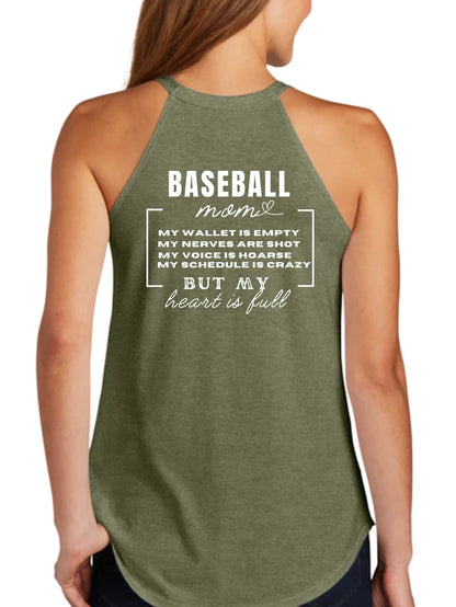 Baseball Mom Heart is Full Rocker Tank