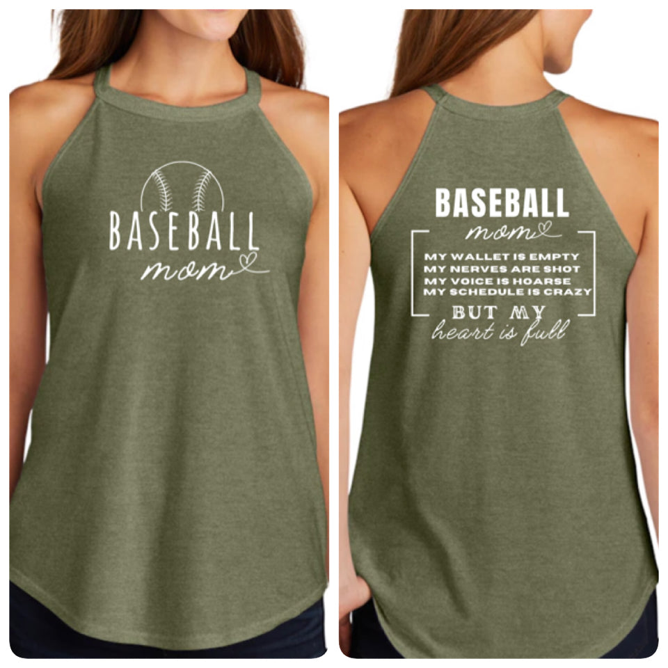 Baseball Mom Heart is Full Rocker Tank