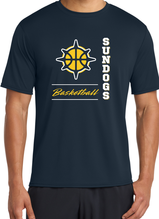 Navy Sundogs Dry Fit Vertical Graphic - Tee, Long Sleeve & Hoodie