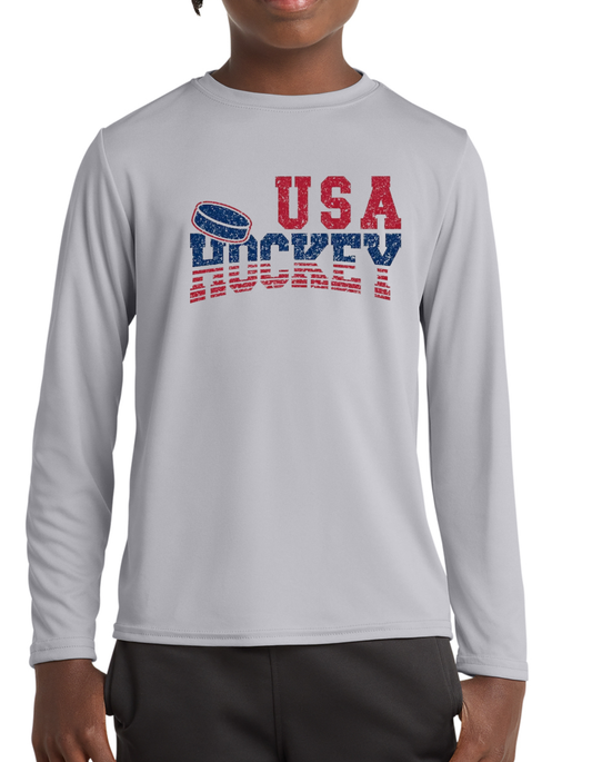 USA Hockey Dry Fit Tee, Long Sleeve or Hoodie