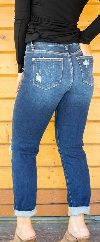 Bleach Splashed Judy Blue Boyfriend Jeans