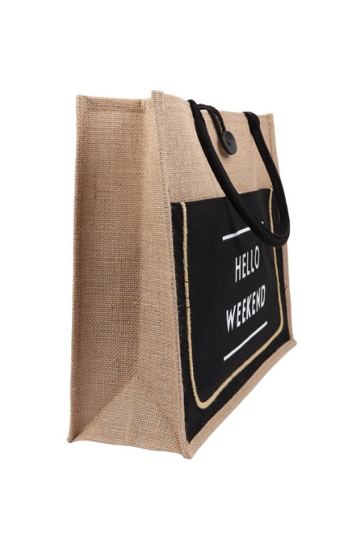 Hello Weekend Tote with button closure