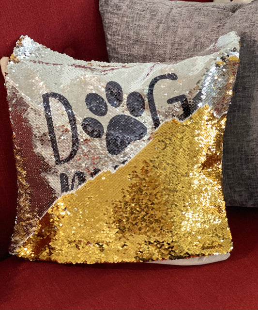 Dog Mom Sequin Pillow Case